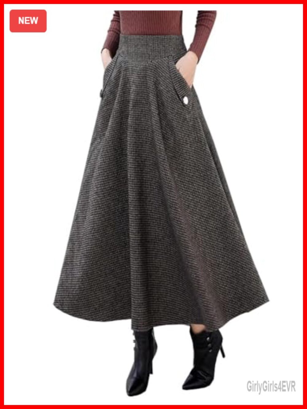 Wool Blend Plaid High Waisted Mini Pencil Skirt Fall Winter